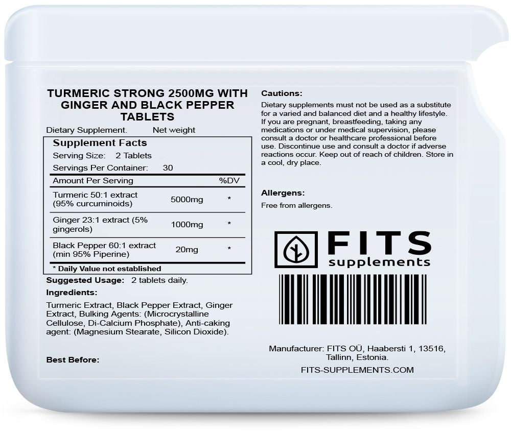 Kurkuminas 2500 mg su imbierais ir juodaisiais pipirais tablets