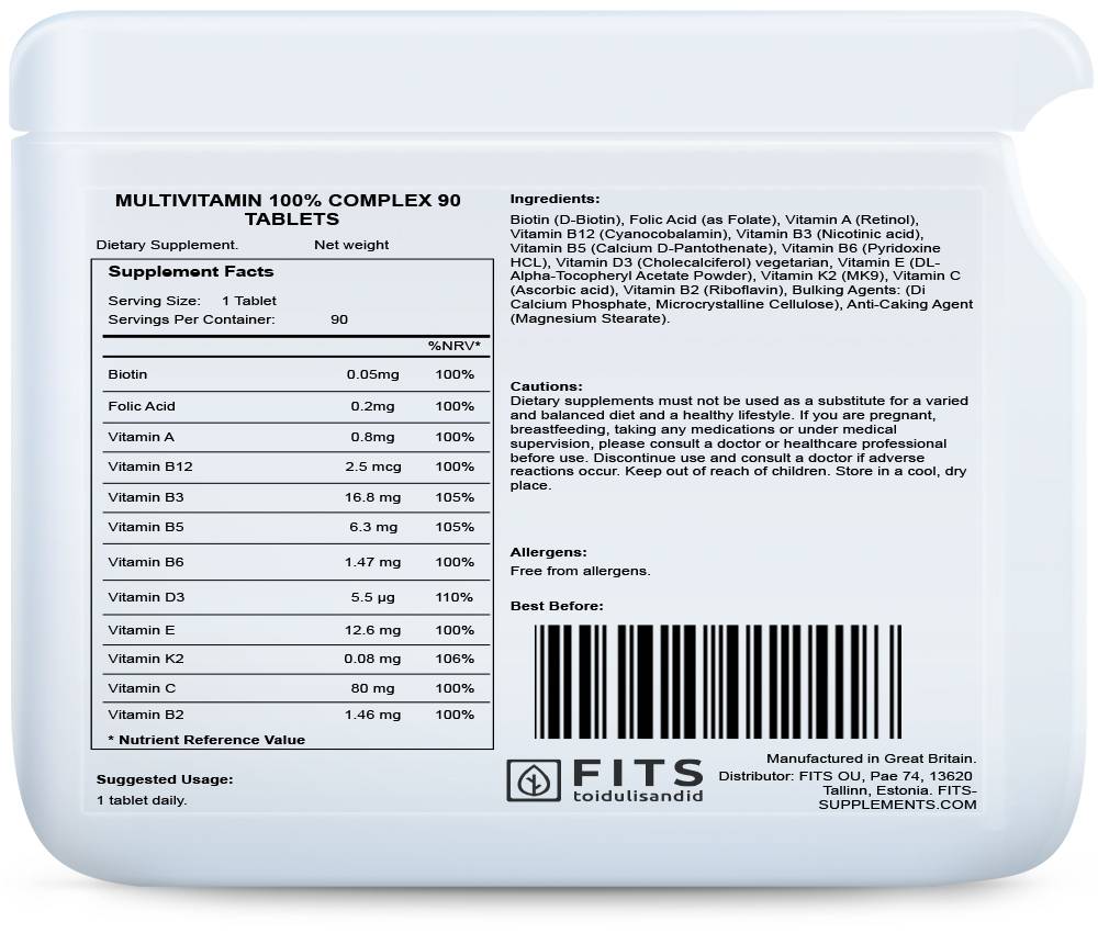 Multivitaminai 100% Complex tabletės N90