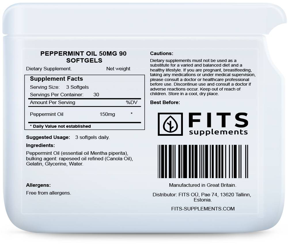 Pipirmėčių aliejus 50 mg kapsulės N90