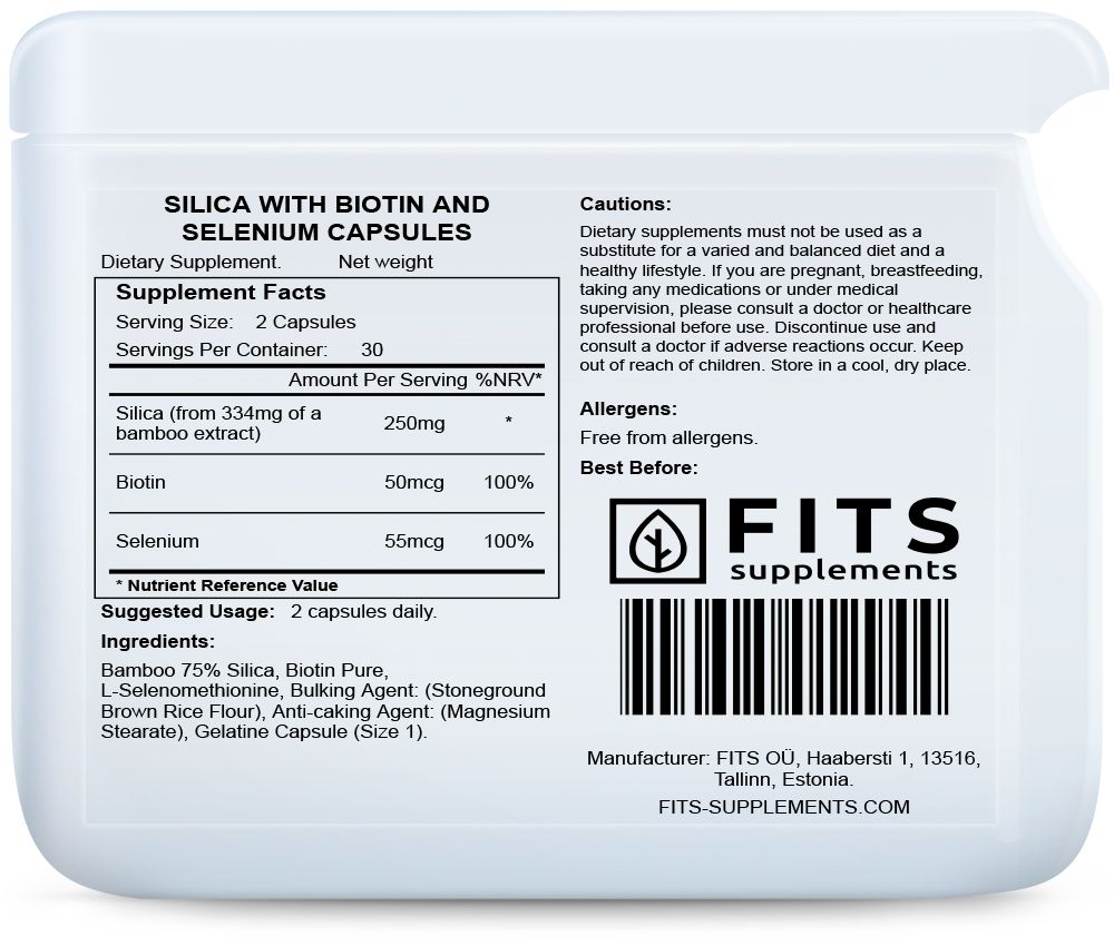 Silicis 250mg su biotinu ir selenu, kapsulės