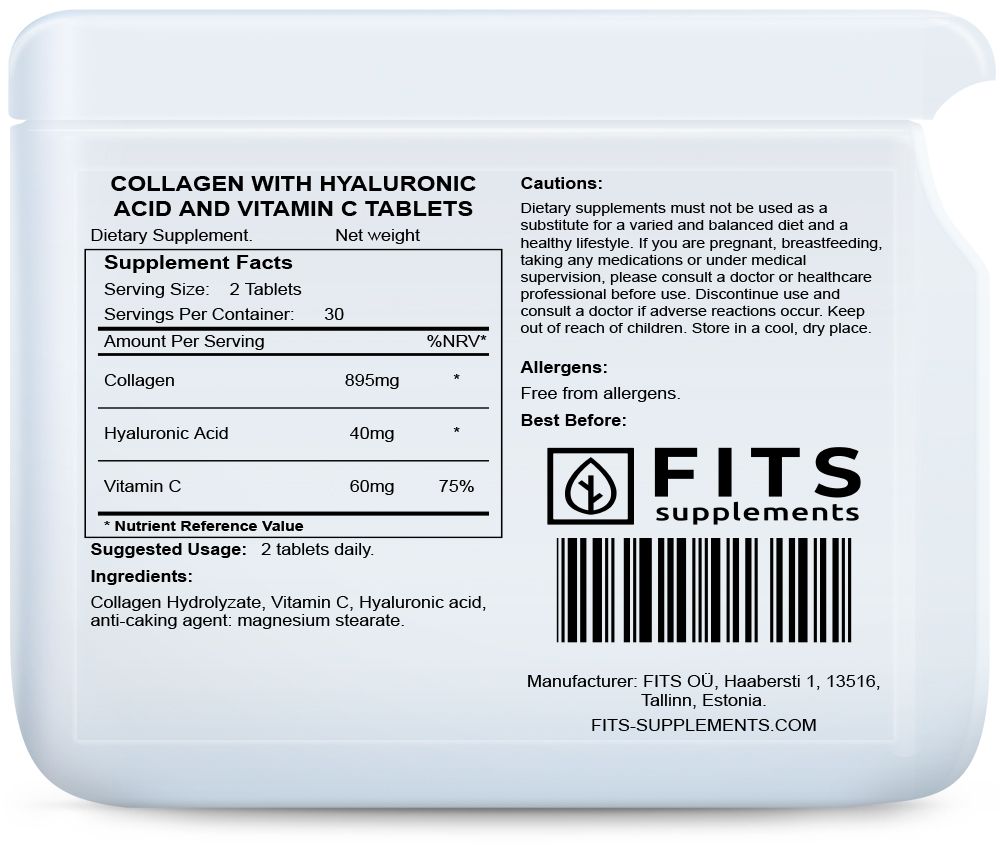 Collagen with Hyaluronic Acid & Vitamin C tablets