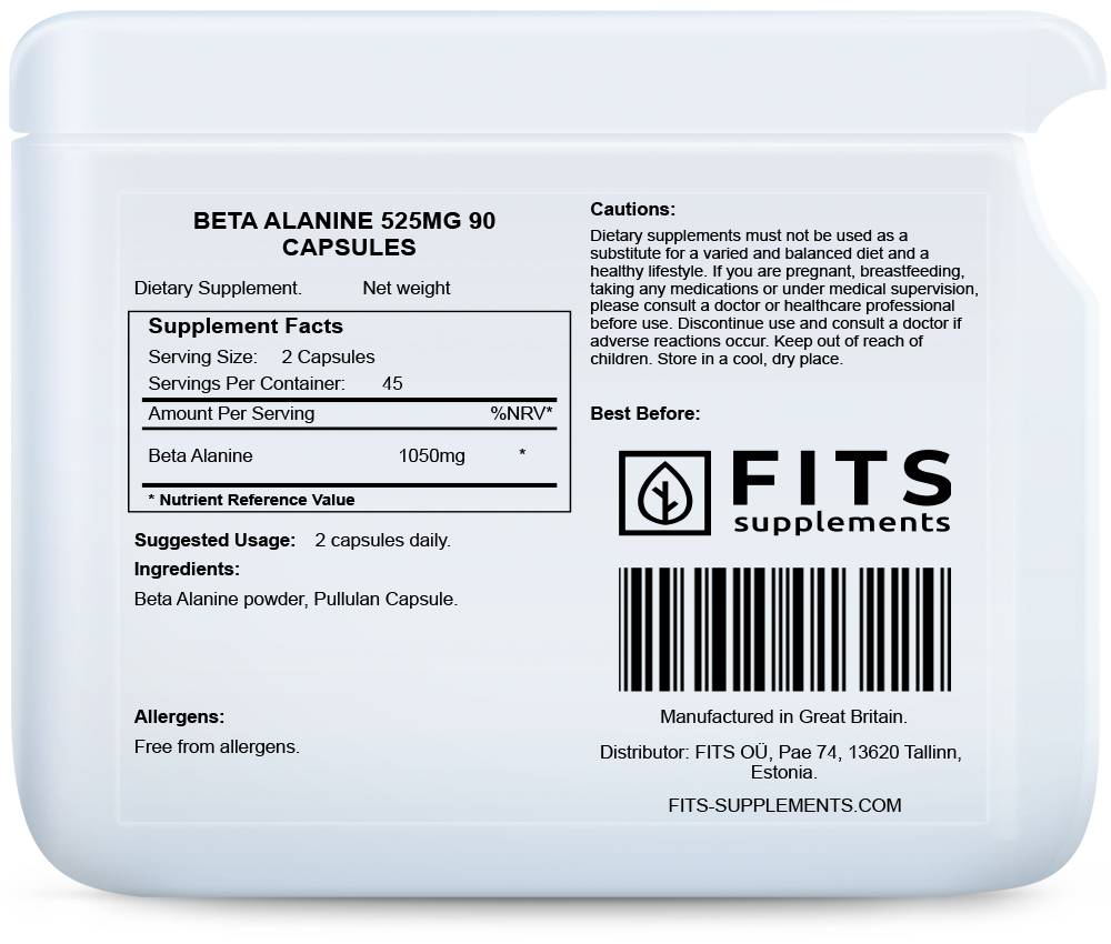 Beta Alanine 525mg 90 kapsulių