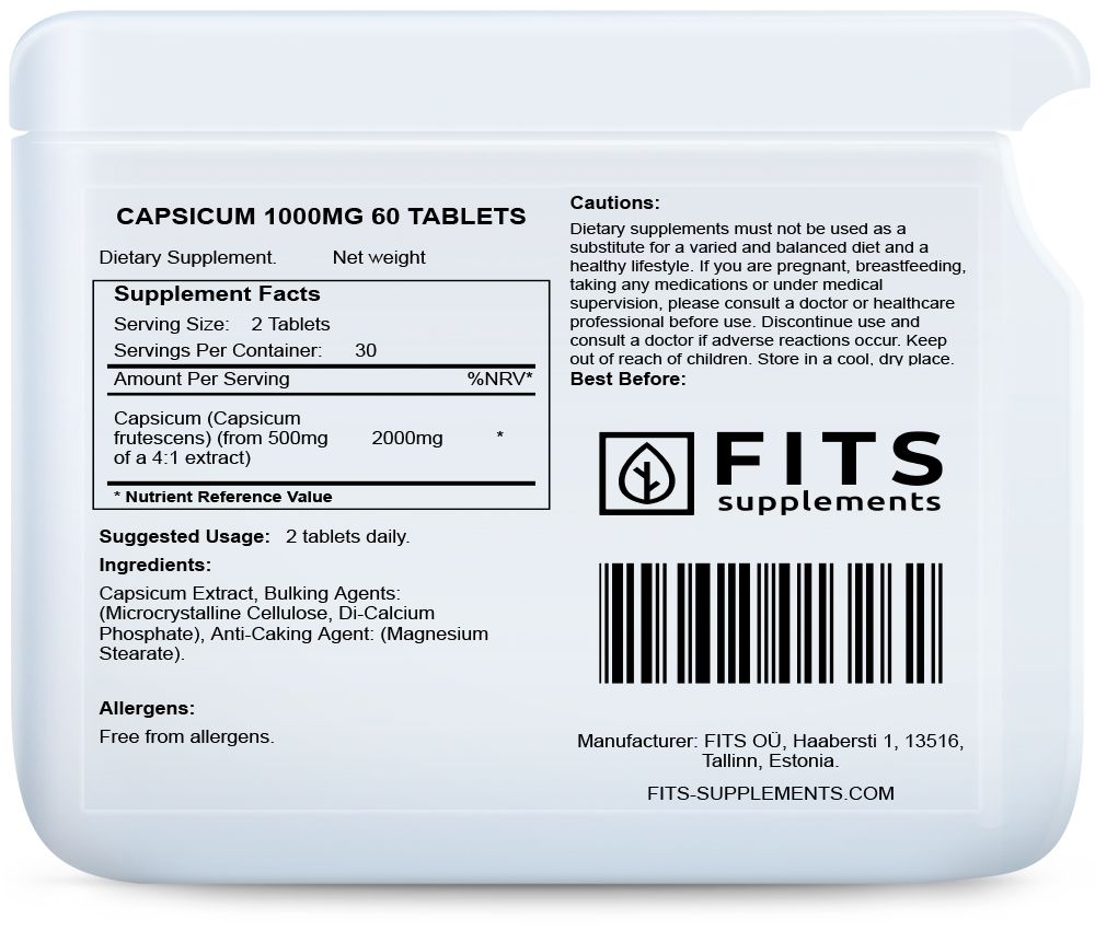 Capsicum 1000mg 60 tablets