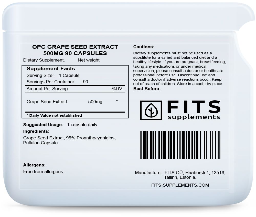 OPC Vynuogių sėklų ekstraktas 500 mg, kapsulės