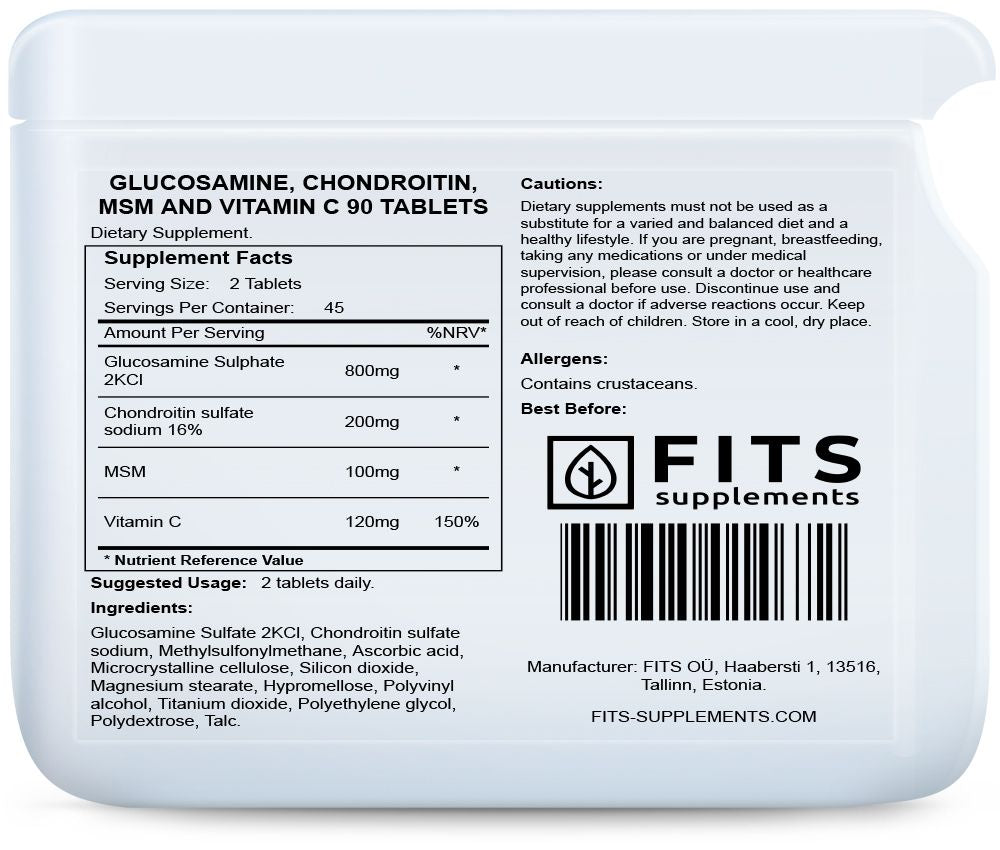 Glucosamine, Chondroitin, MSM and Vitamin C 90 tabletės