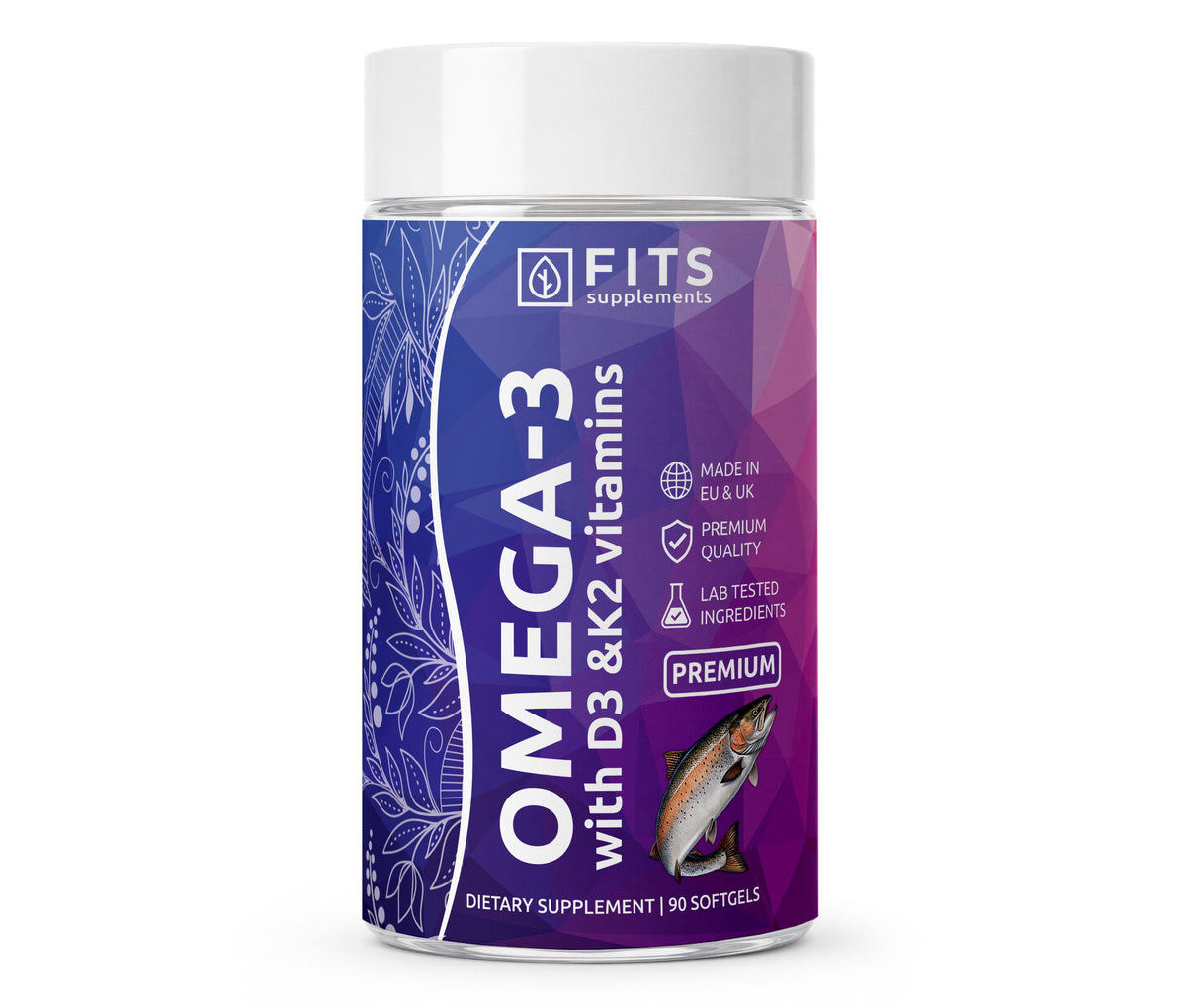 Omega 3 Premium su vitaminais D3 ir K2 90 kapsulės