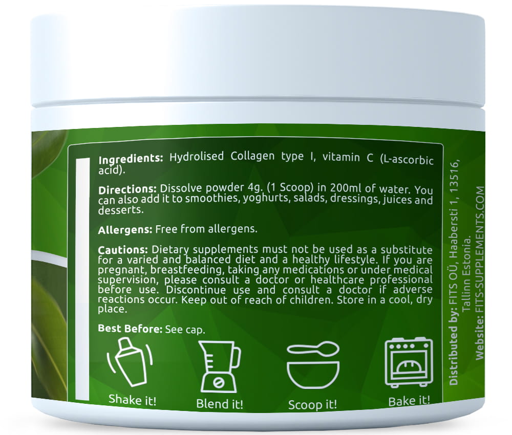 Premium Hydrolyzed Collagen with Vitamin C 320g milteliai