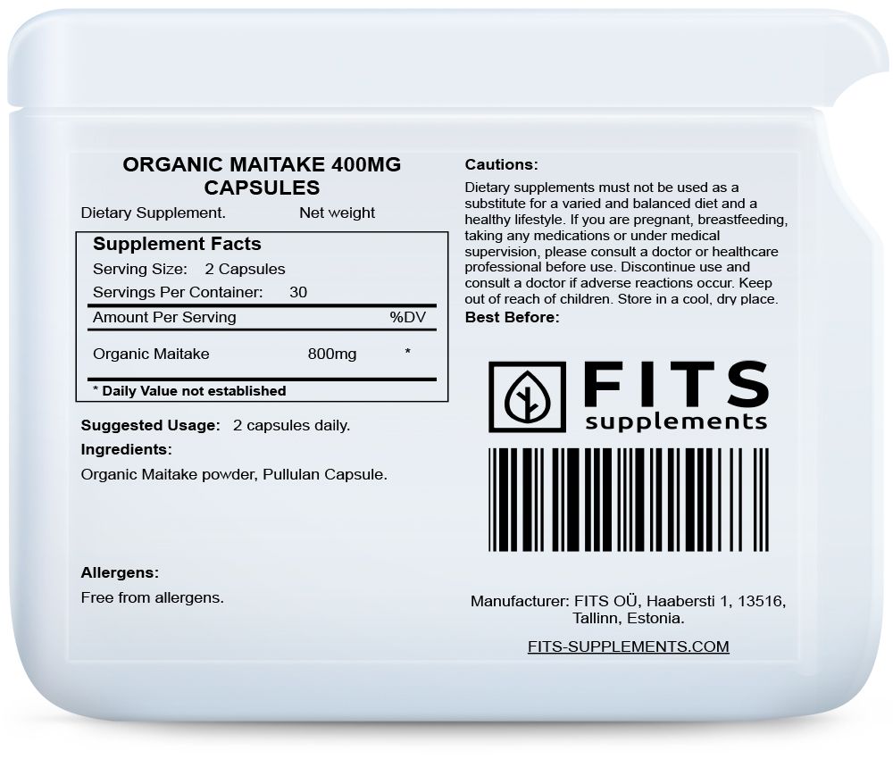 Organic Maitake 400mg kapsulės