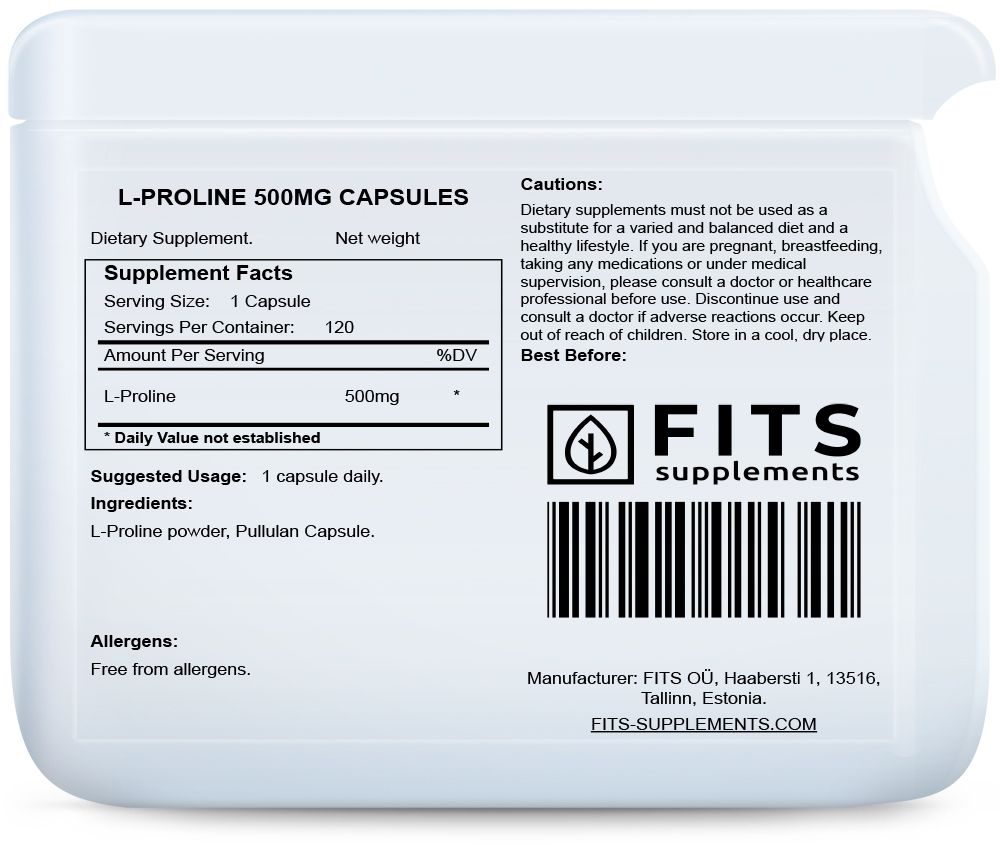 L-Proline 500mg kapsulės