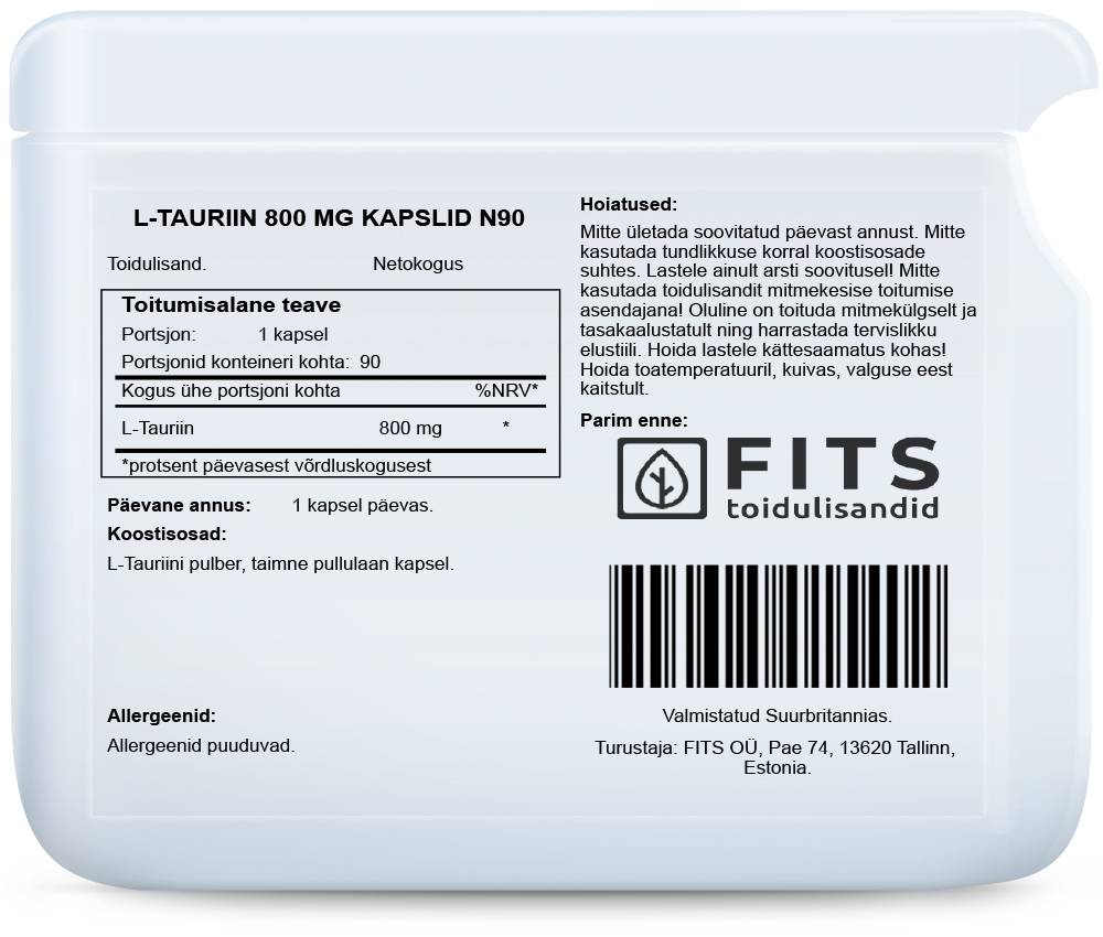 L-taurinas 800 mg kapsules N90