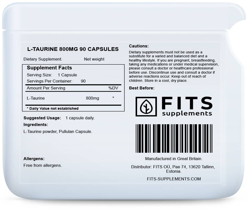 L-taurinas 800 mg kapsules N90