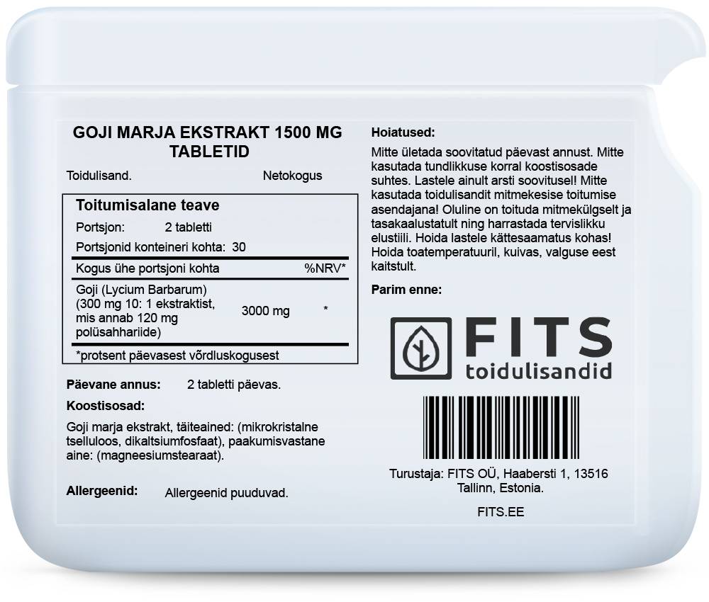 Goji uogos 1500 mg tabletės