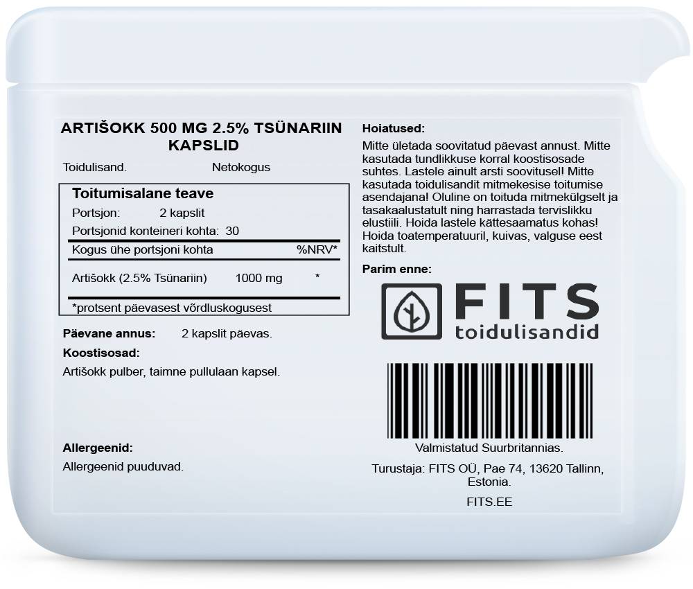 Artišokas 500mg 2.5% Cynarin kapsulės