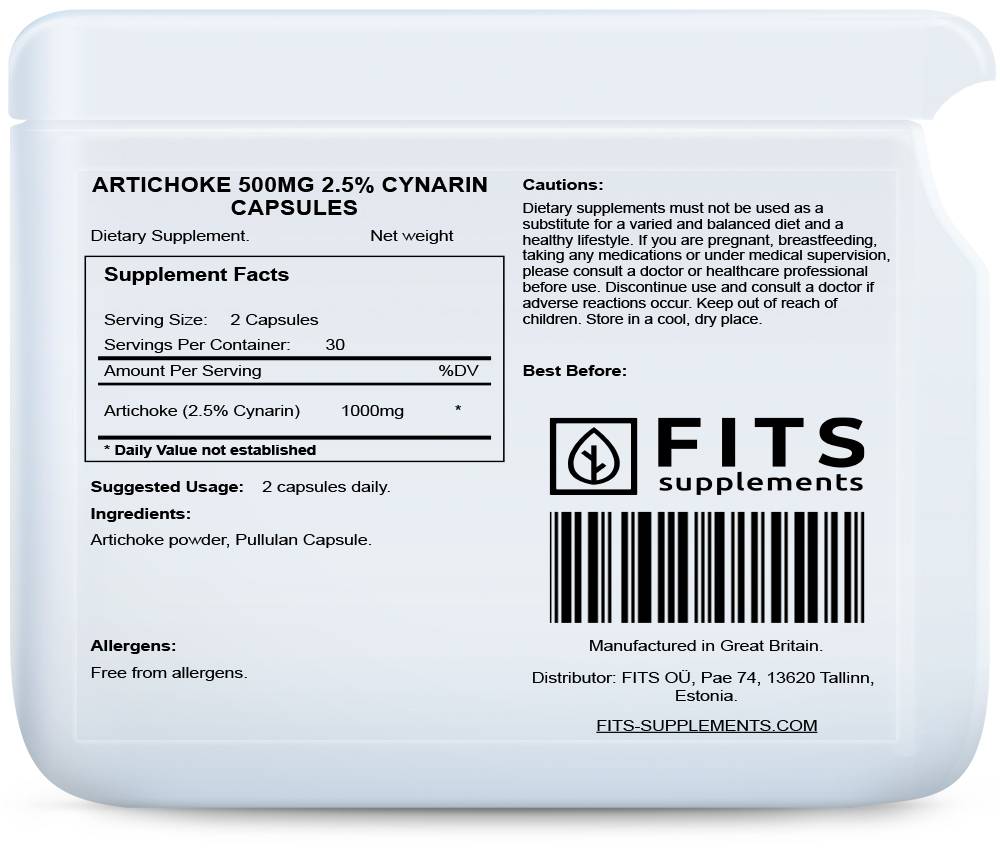 Artišokas 500mg 2.5% Cynarin kapsulės
