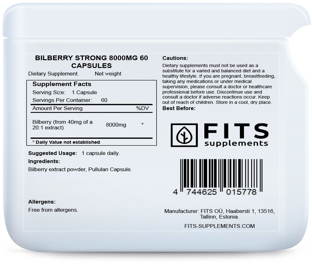 Bilberry Strong 8000mg kapsules
