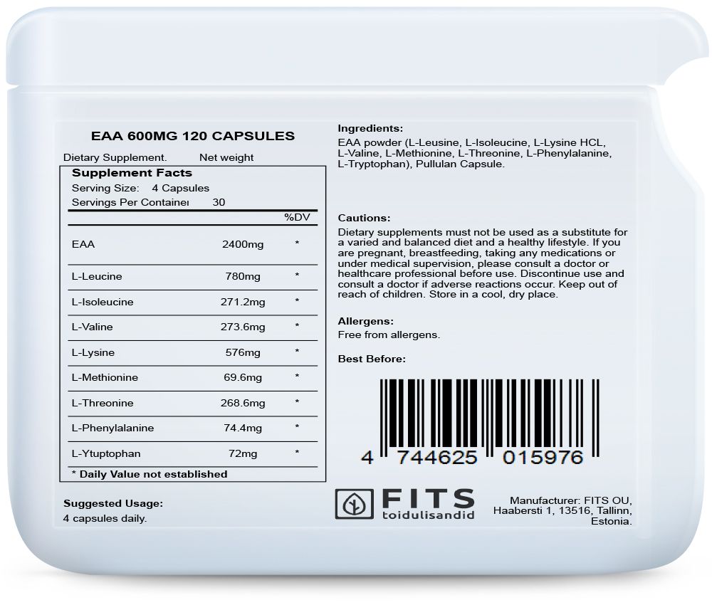EAA 600 mg 120 kapsulės
