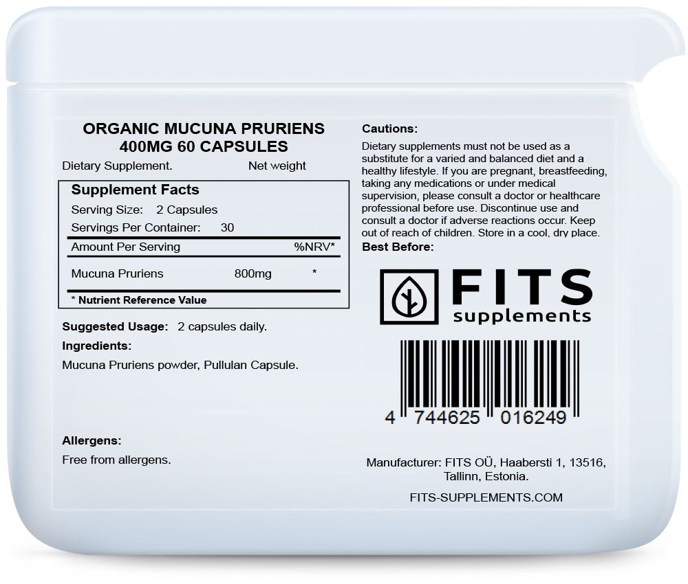 Organic Mucuna Pruriens 400mg kapsules