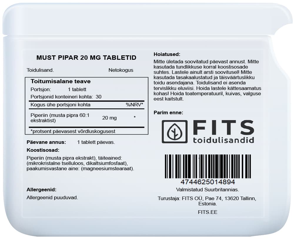 Juodieji pipirai 20mg tabletės