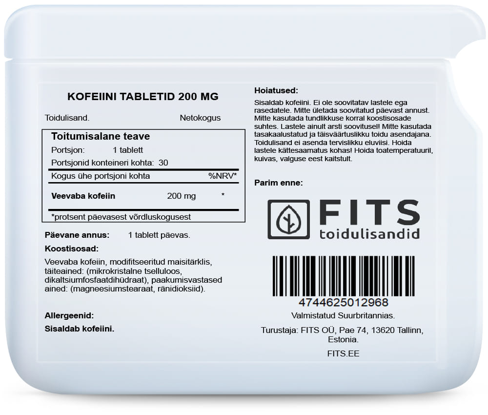 Kofeinas 200mg tabletės