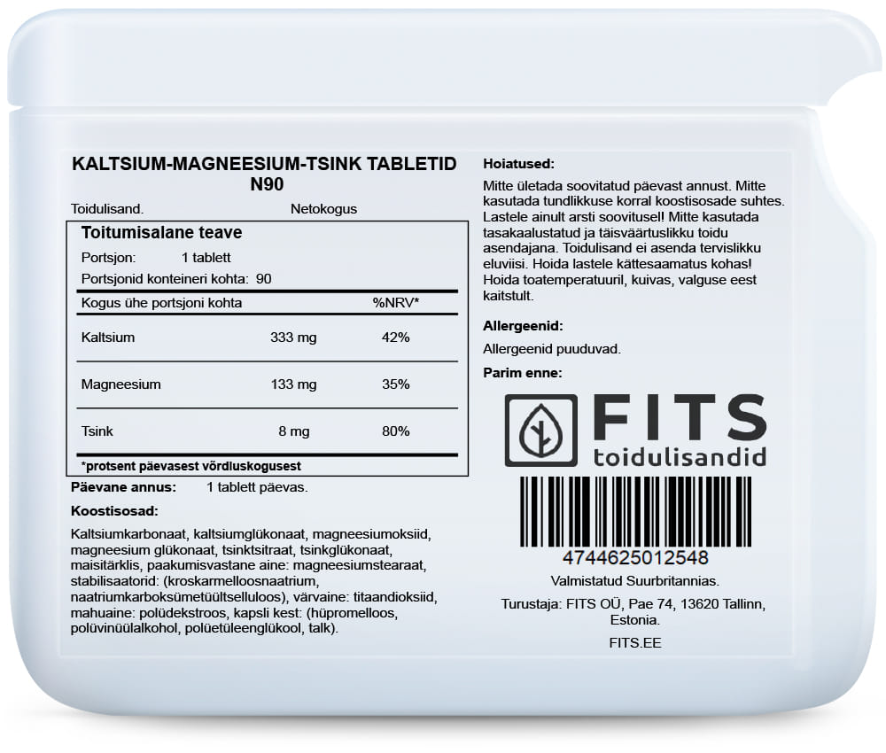 Magnis, kalcis, cinkas tabletės N90