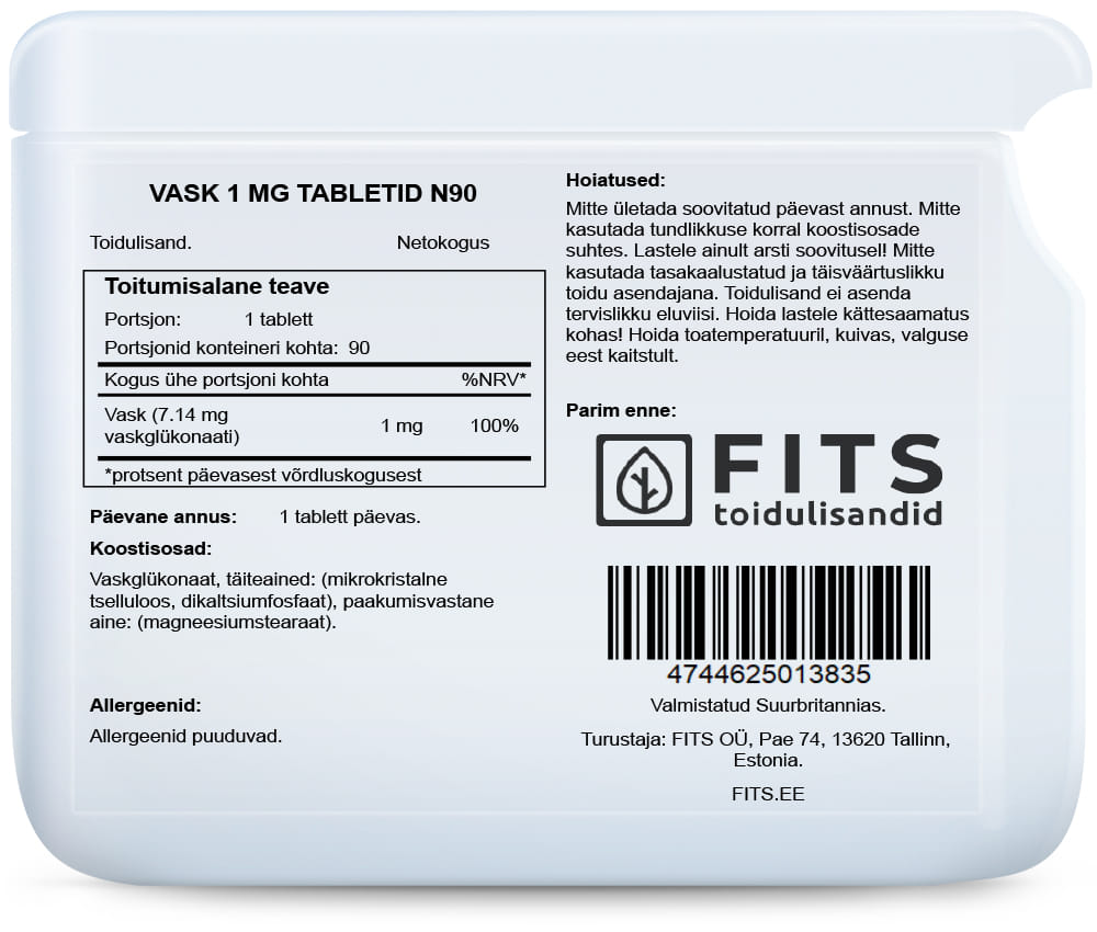 Copper 1mg 90 tablets