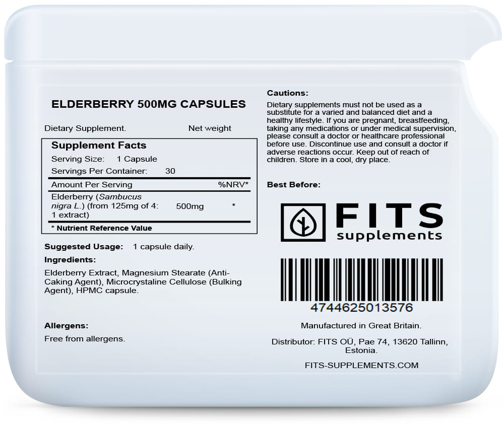 1=3! Best before 31.12.24! Elderberry 500mg kapsules