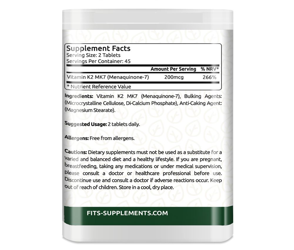 Vitamin K2 MK7 100 mcg 90 tablets
