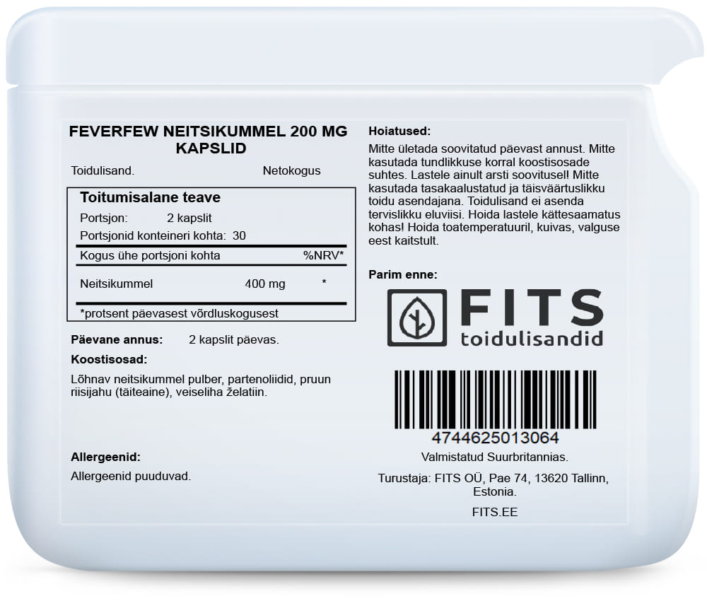 Feverfew 200mg 60 capsules