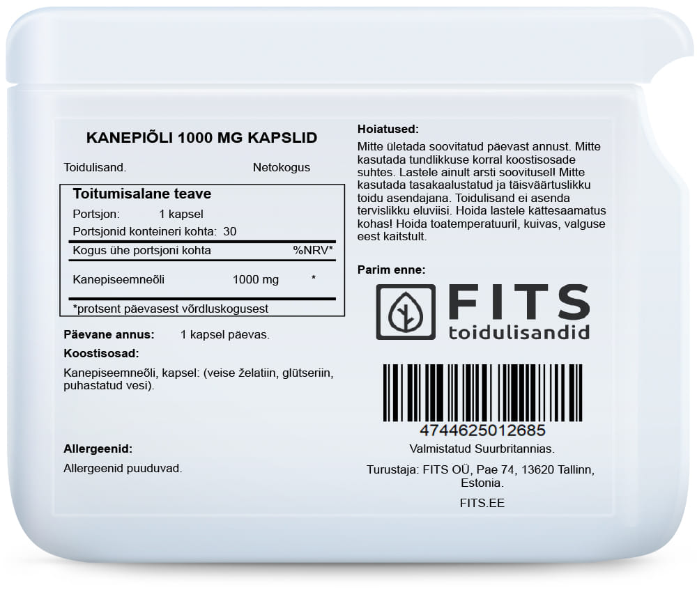 Kanapių aliejus 1000 mg kapsulės