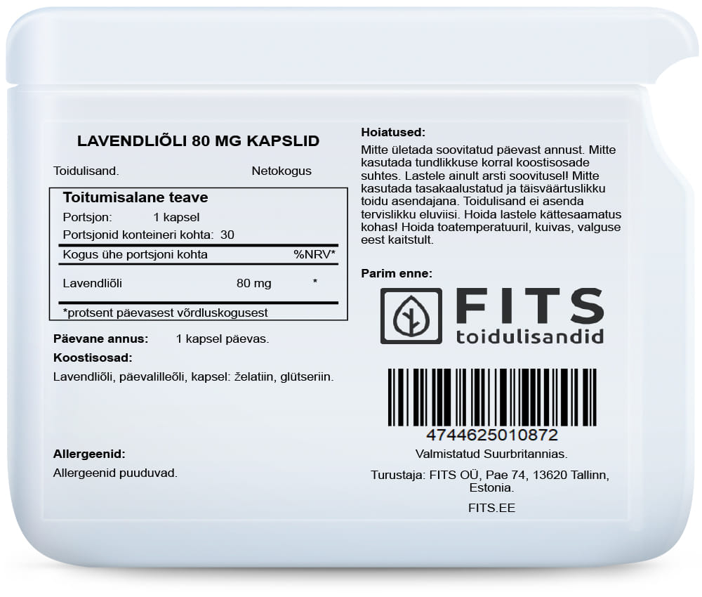 Levandų aliejumi 80mg 30 kapsulės