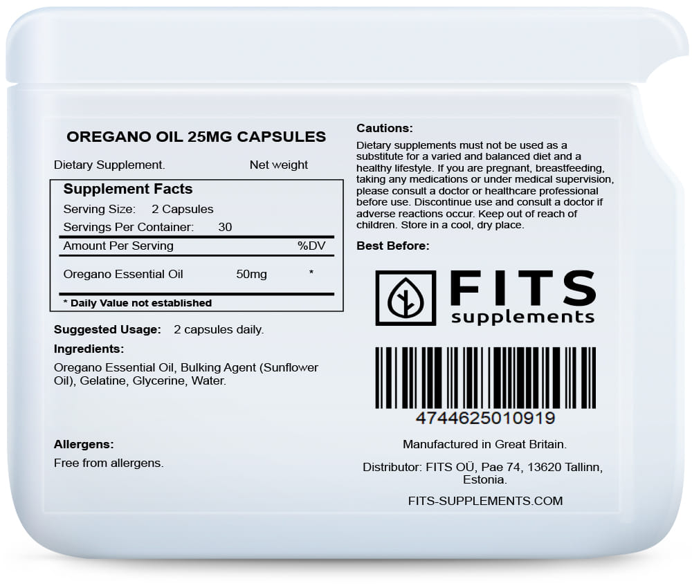 Oregano Oil 25mg capsules