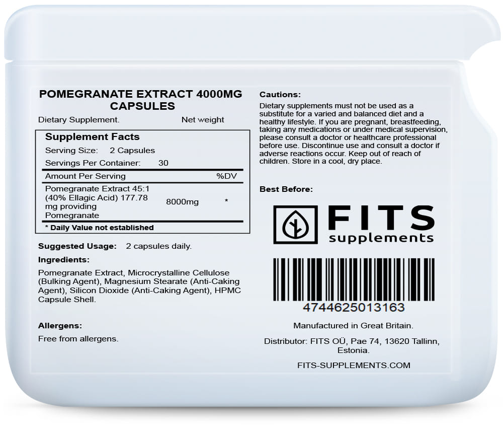 Pomegranate Extract 4000mg capsules
