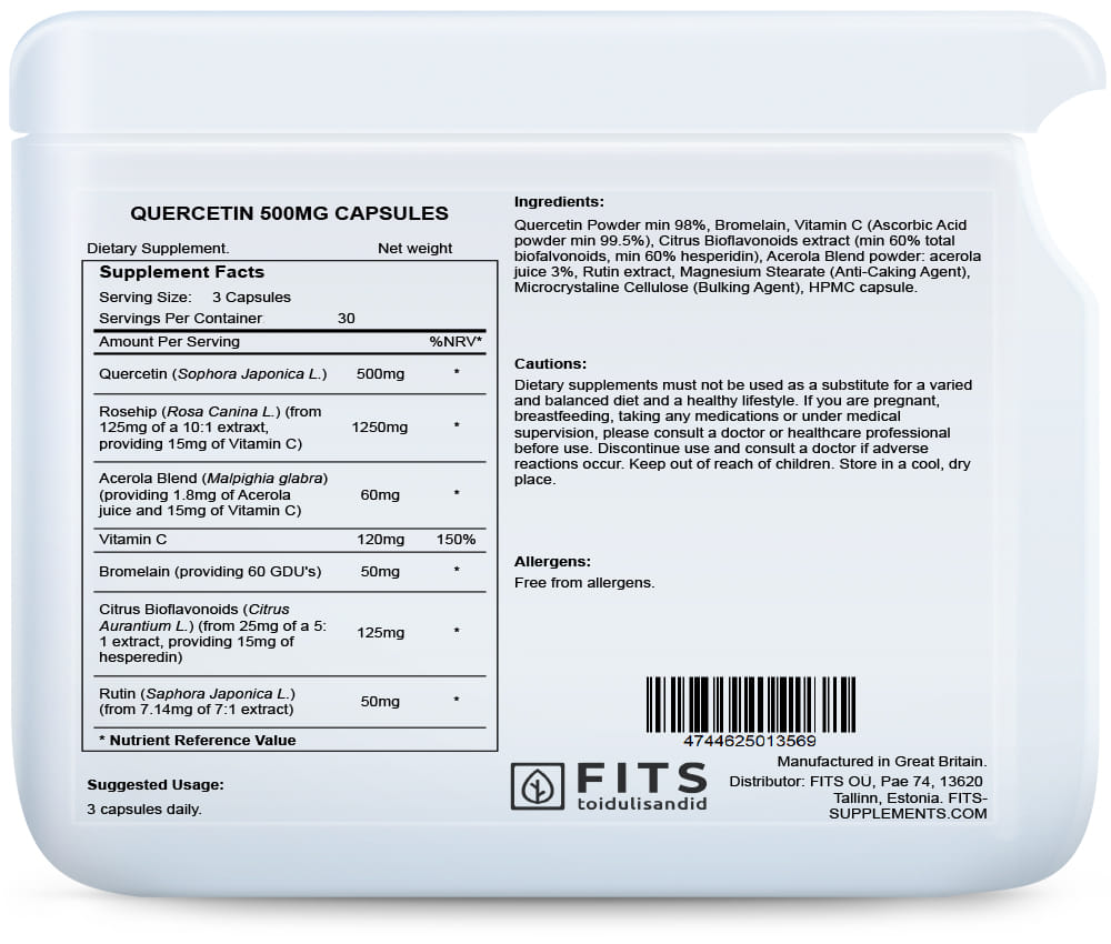Quercetin 500mg capsules