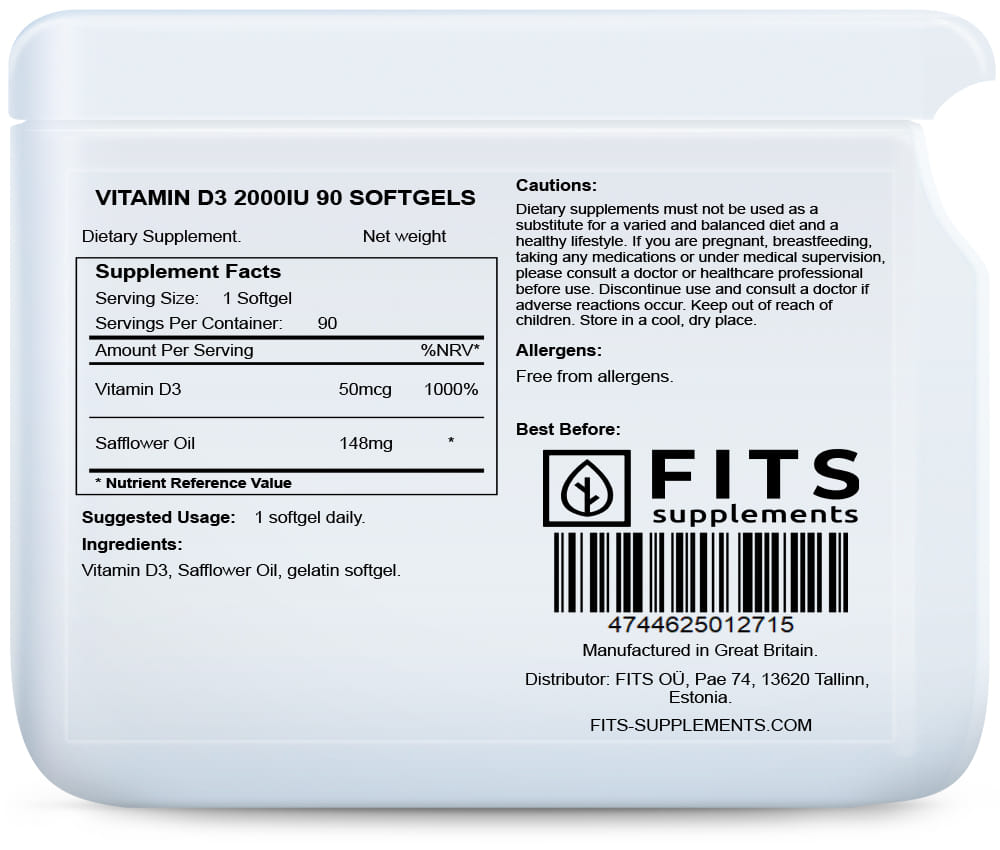 Vitamin D3 2000iu softgels N90